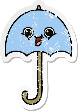 Bir insan tarafından çizilmiş şirin bir şemsiyenin sıkıntılı çıkartması.