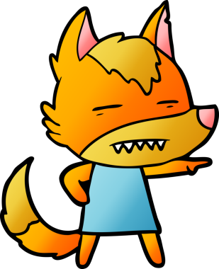 Bir insan tarafından çizilmiş tilki çizgi film karakteri