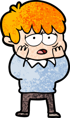 Bir insan tarafından çizilmiş bitkin çocuk çizgi filmi.