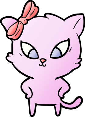 Bir insan tarafından çizilmiş çizgi film kedisi.