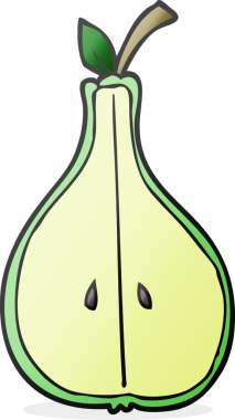 Bir insan tarafından çizilmiş yarım armut karikatürü