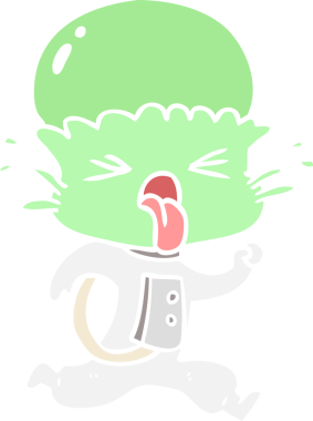 Bir insan tarafından çizilmiş garip düz renkli çizgi film uzaylısıName