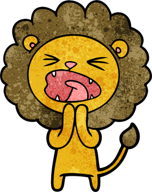 Bir insan tarafından çizilmiş çizgi film aslanı duası