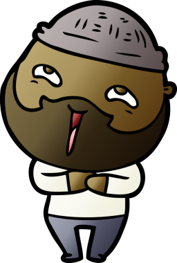 Bir insan tarafından çizilmiş mutlu sakallı bir adam.