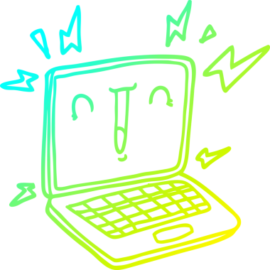 Bir insan tarafından çizilmiş bir dizüstü bilgisayarın soğuk gradyan çizimi