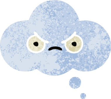 Bir insan tarafından çizilen düşünce baloncuğunun retro çizim tarzı karikatürü