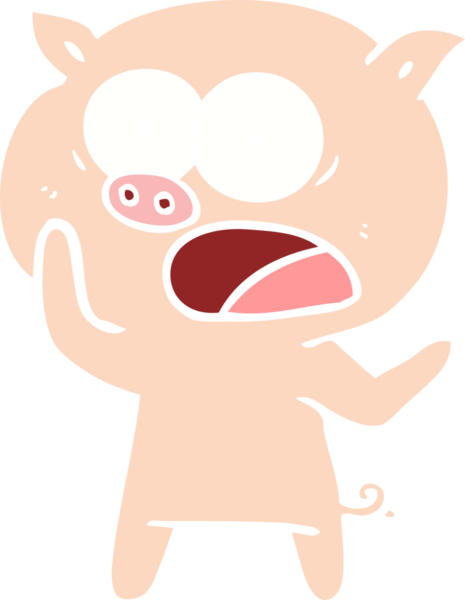 Bir insan tarafından çizilmiş düz renkli çizgi film domuzu.