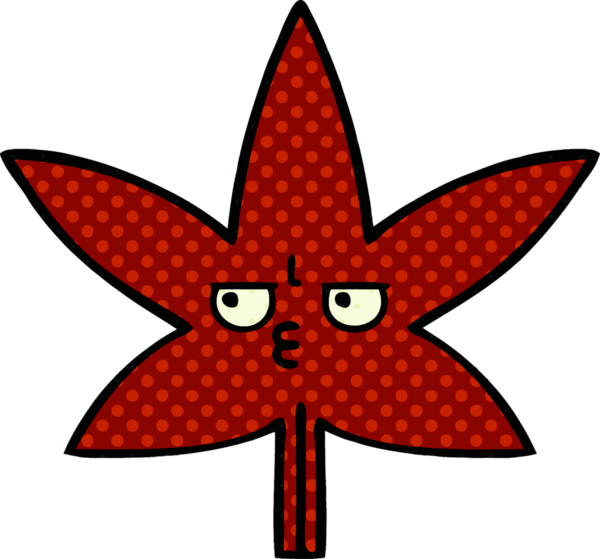 Bir insan tarafından çizilmiş güz yaprağının çizgi romanı.