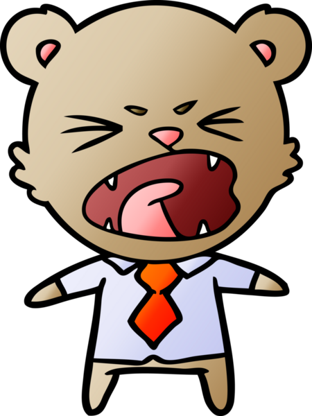 Bir insan tarafından çizilmiş kızgın çizgi film ayısı.