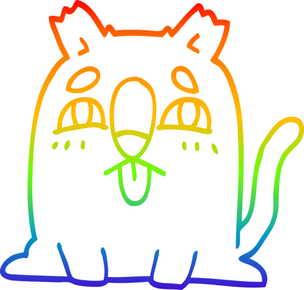 Gökkuşağı gradyan çizgi çizimi Bir insan tarafından çizilmiş komik kedi