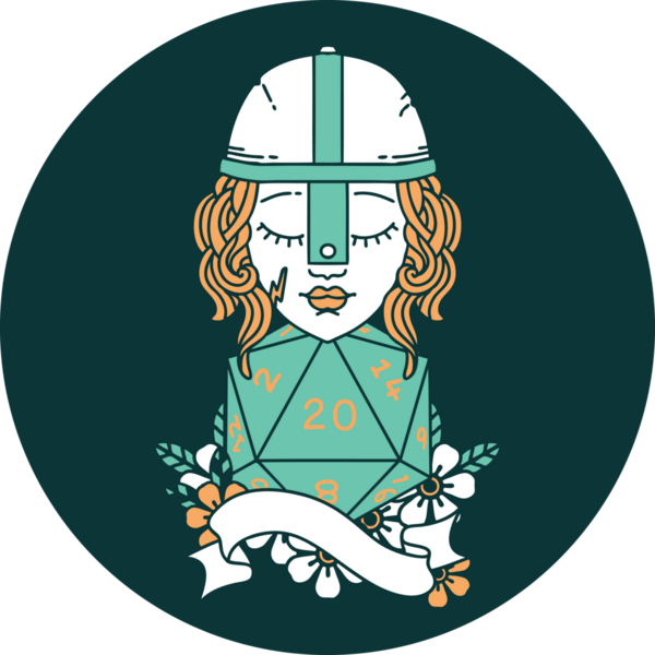 Bir insan tarafından çizilmiş 20 zarlı insan dövüşçüsü simgesi