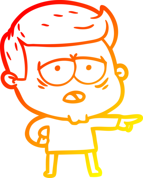 Bir insan tarafından çizilmiş, yorgun bir adamın çizgi çizimi.