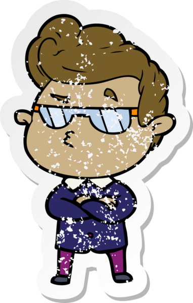 Bir insan tarafından çizilmiş havalı bir adamın sıkıntılı çıkartması.