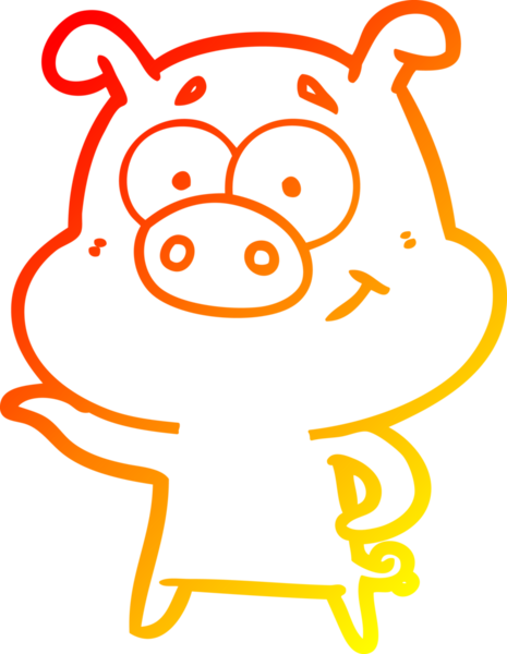 Bir insan tarafından çizilmiş bir domuzun sıcak çizgi çizimi