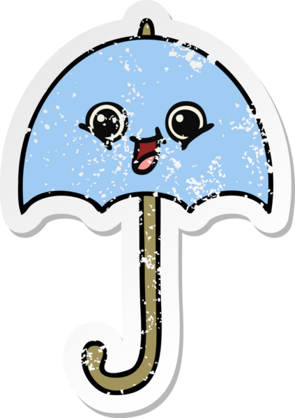 Bir insan tarafından çizilmiş şirin bir şemsiyenin sıkıntılı çıkartması.