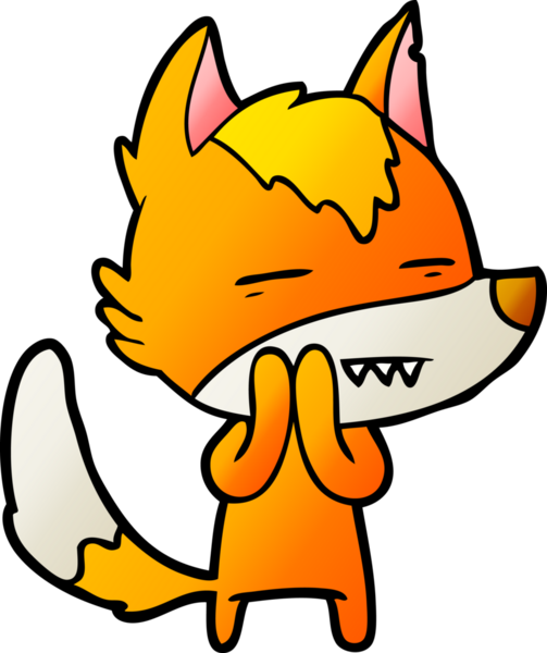 Bir insan tarafından çizilmiş tilki çizgi film karakteri