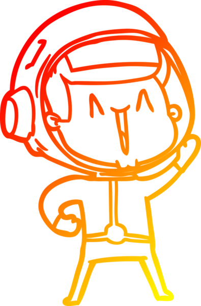 Bir insan tarafından çizilmiş mutlu bir astronotun sıcak çizgi çizimi