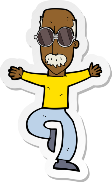 Bir insan tarafından çizilmiş büyük gözlüklü yaşlı bir adamın çıkartması.