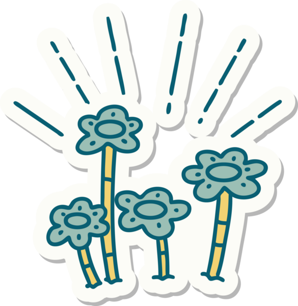 Bir insan tarafından çizilen dövme stili çiçeklerin etiketi.