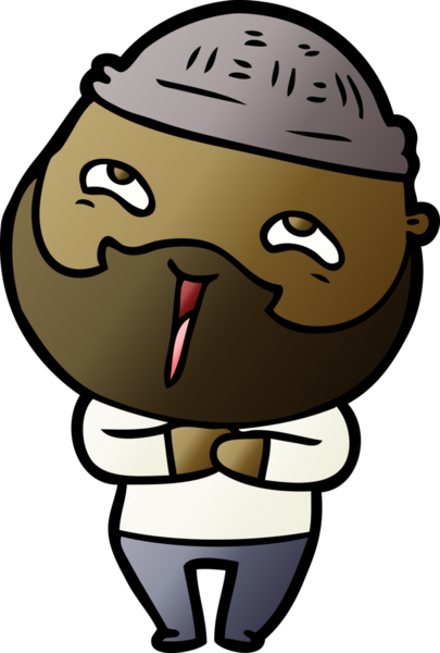 Bir insan tarafından çizilmiş mutlu sakallı bir adam.