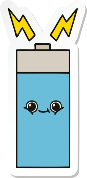 Bir insan tarafından çizilmiş şirin bir karikatür aküsünün çıkartması.