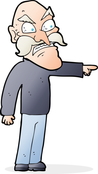 Bir insan tarafından çizilmiş öfkeli yaşlı bir adam.