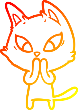 Bir insan tarafından çizilmiş kafası karışmış çizgi film kedisinin sıcak çizgi çizimi