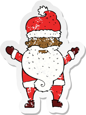 Bir insanın çizdiği huysuz Noel Baba çizgi filminin gerilimli retro yapıştırması.