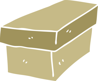 Bir insan tarafından çizilmiş düz renkli karton kutu