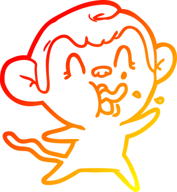 İnsan tarafından çizilmiş çılgın bir çizgi maymunun sıcak çizgi çizimi