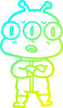 Bir insan tarafından çizilmiş üç gözlü bir karikatür çizimi.