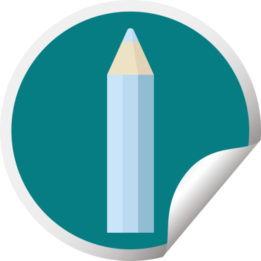 Bir insan tarafından çizilmiş mavi renkli kalem grafik vektör çizim dairesel etiketi