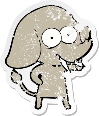 Bir insan tarafından çizilmiş mutlu bir filin sıkıntılı çıkartması.