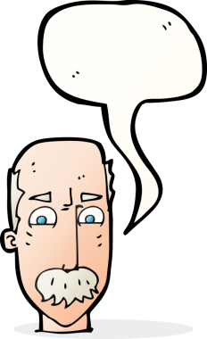 Bir insan tarafından çizilmiş, karikatürlü yaşlı bir adam.