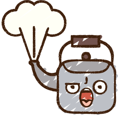 Bir insan tarafından çizilen buharlı çaydanlık tebeşiri