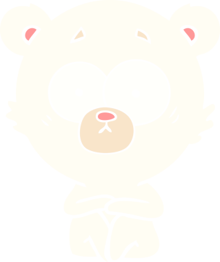 Bir insan tarafından çizilmiş kutup ayısı düz renkli çizgi film.