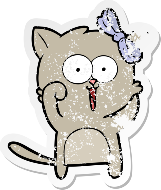 Bir insan tarafından çizilmiş karikatür bir kedinin sıkıntılı çıkartması.