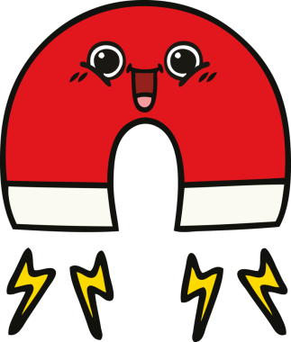 Bir insan tarafından çizilmiş şirin bir mıknatıs karikatürü