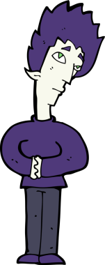 Bir insan tarafından çizilmiş meraklı vampir çizgi filmi.