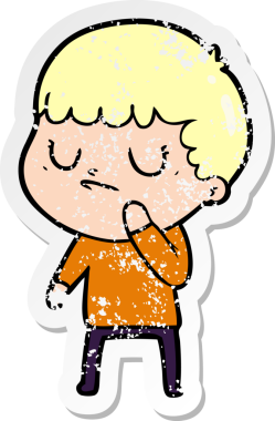 Bir insan tarafından çizilmiş huysuz bir çocuğun sıkıntılı çıkartması.