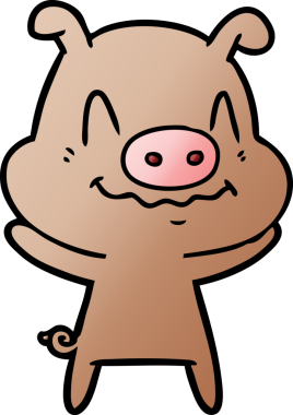 Bir insan tarafından çizilmiş sinirli çizgi film domuzu.