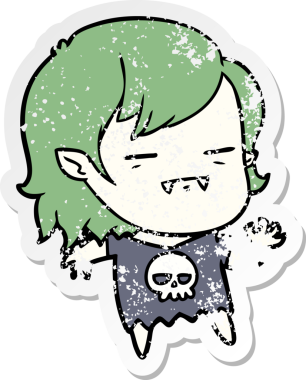 Bir insan tarafından çizilmiş ölümsüz vampir bir kızın sıkıntılı çıkartması.