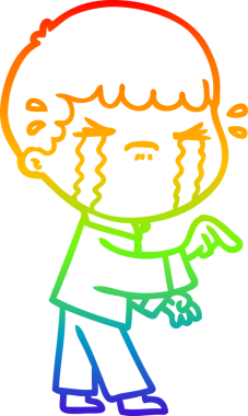 Gökkuşağı gradyan çizimi bir insan tarafından çizilmiş ağlayan bir karikatür adamı çiziyor.