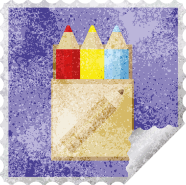 Bir insan tarafından çizilmiş bir sürü renkli kalem etiketi.