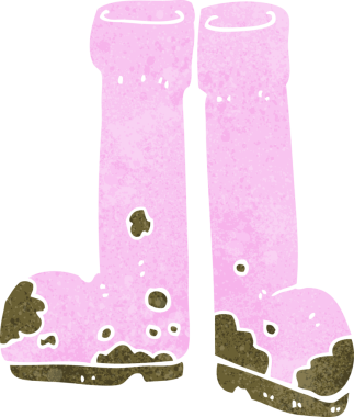 Bir insan tarafından çizilmiş çamurlu çizmeler.