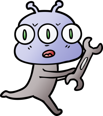 Bir insan tarafından çizilmiş üç gözlü uzaylı çizgi filmi.