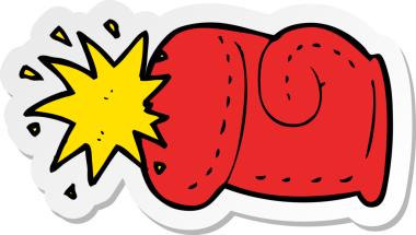 Bir insan tarafından çizilmiş bir karikatür yumruğunun çıkartması.