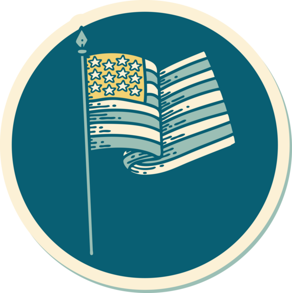 Amerikan bayrağının geleneksel stiliyle bir insan tarafından çizilmiş dövme çıkartması.