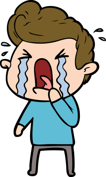 Bir insan tarafından çizilmiş ağlayan bir karikatür.