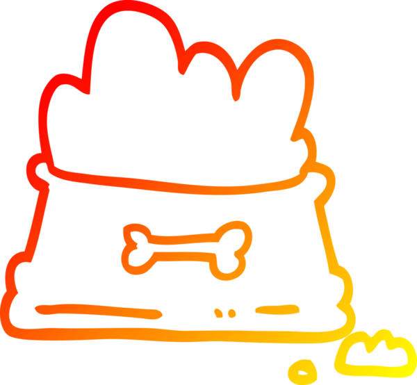 Bir insan tarafından çizilmiş bir köpek maması kasesinin sıcak çizgi çizimi.